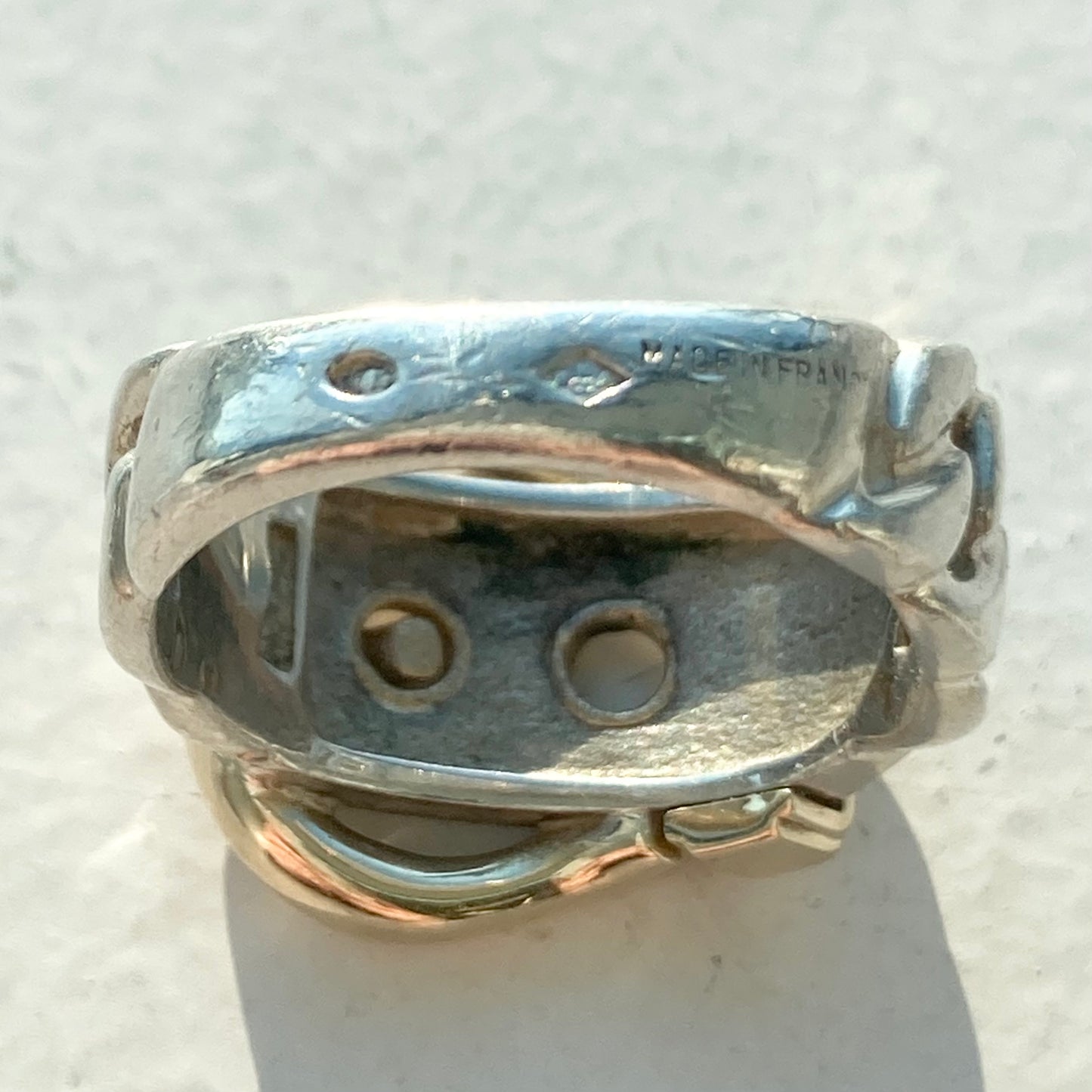 80s Hermès Boucle Sellier Ring vintage SV925 AU750 #12-13号