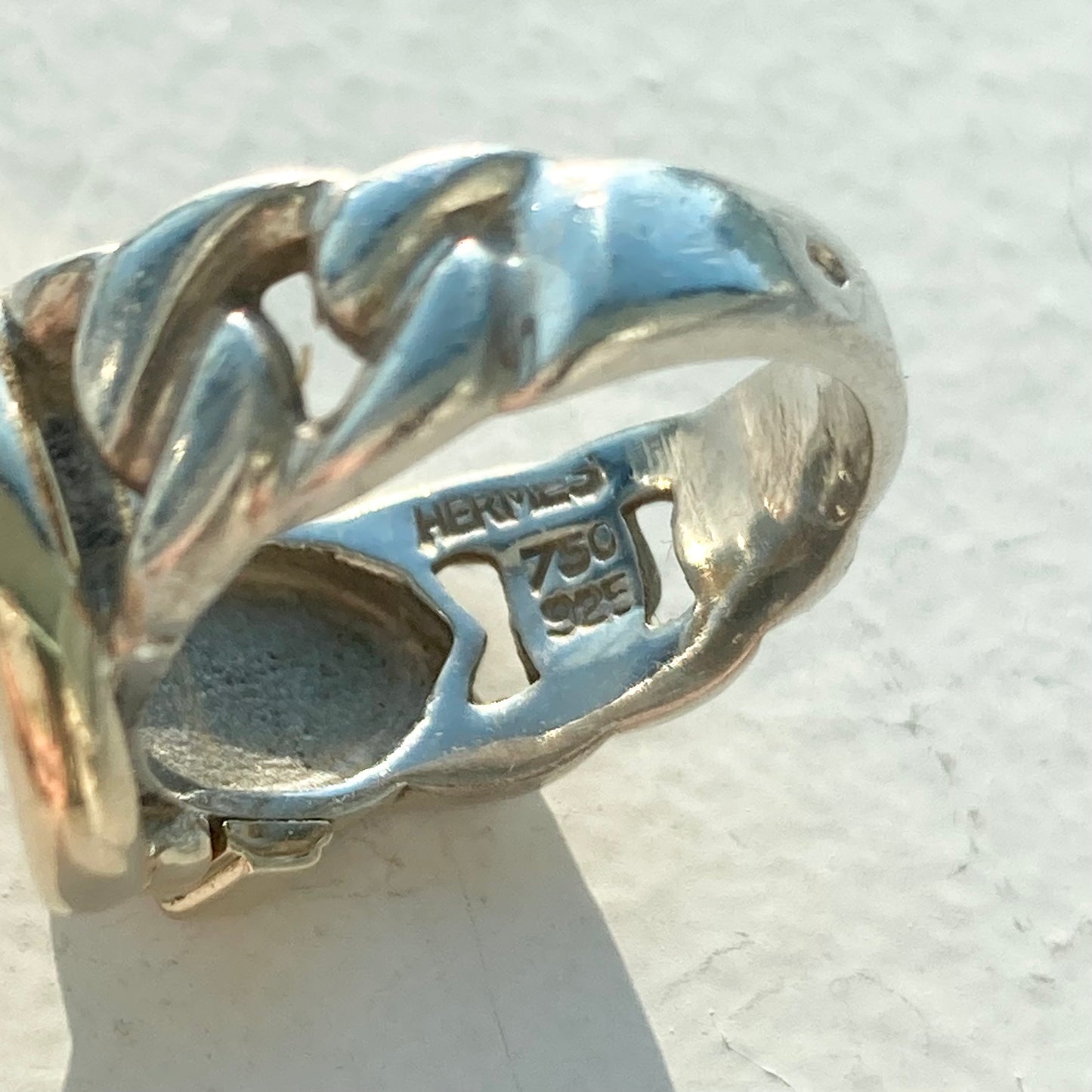 80s Hermès Boucle Sellier Ring vintage SV925 AU750 #12-13号
