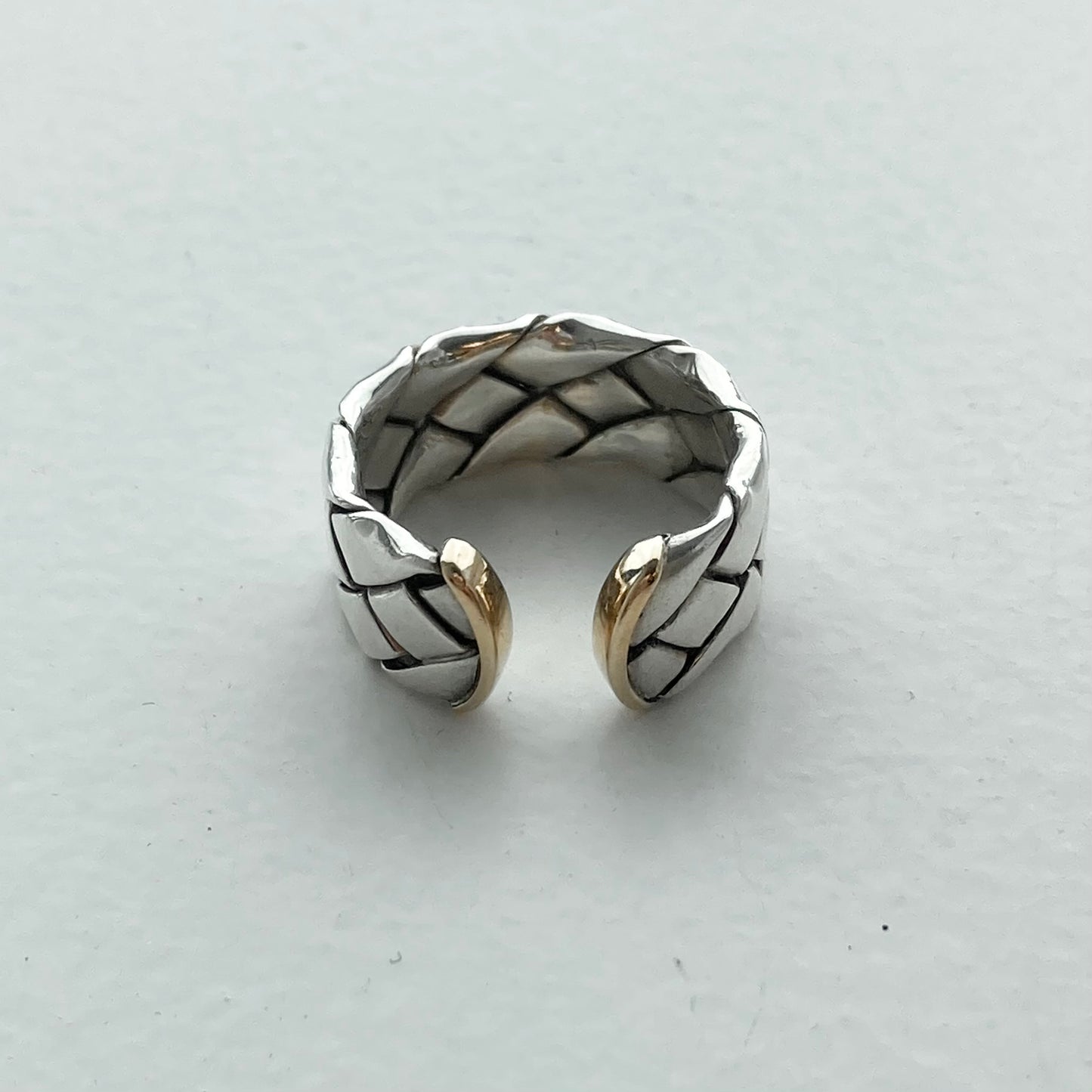 80s Hermès Raffia Ring vintage SV925 AU750