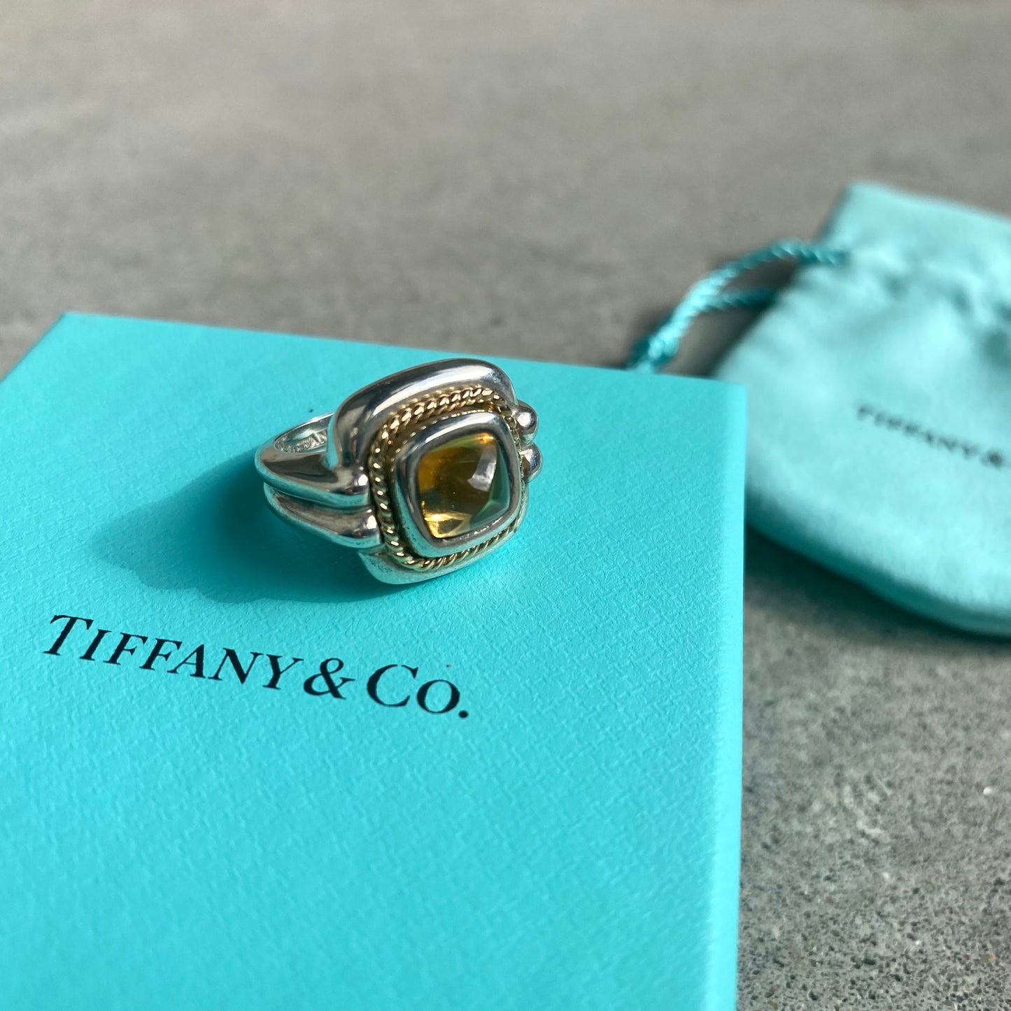 TIFFANY&Co. vintage Citrine Ring SV925 AU750