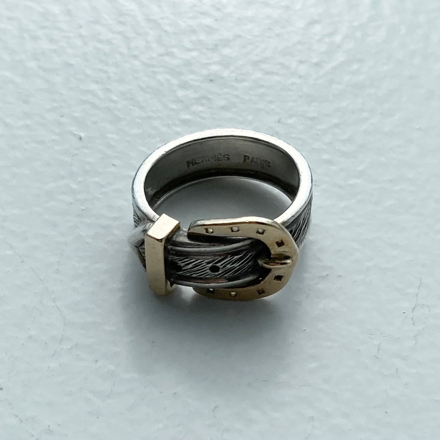80s Hermès Horseshoe Belt motif Ring vintage SV925 AU750