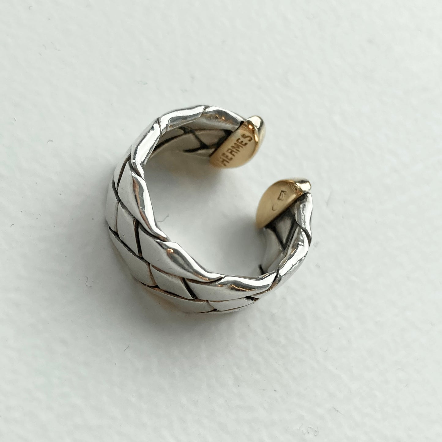 80s Hermès Raffia Ring vintage SV925 AU750