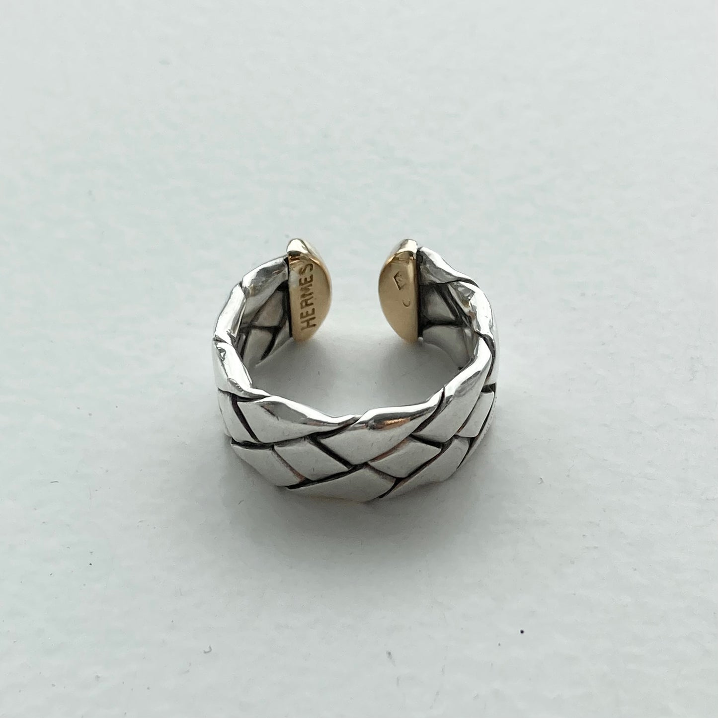 80s Hermès Raffia Ring vintage SV925 AU750