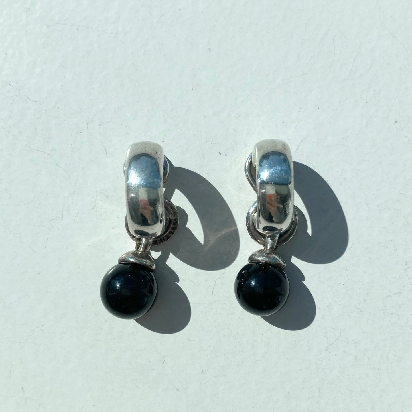 90s TIFFANY&Co. Hoop onyx earring vintage SV925