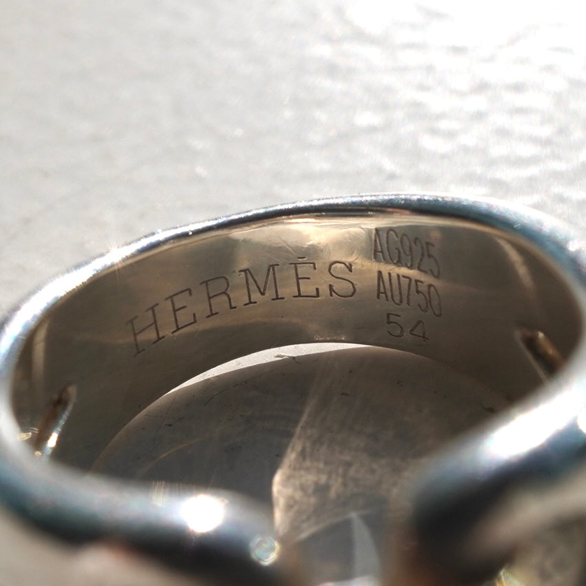 00s Hermès History Ring vintage SV925 AU750 54