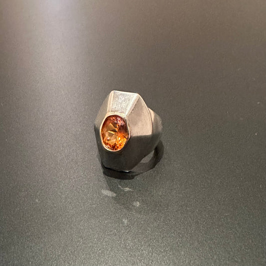 80-90s Hermès citrine Ring 925 750