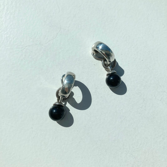 90s TIFFANY&Co. Hoop onyx earring vintage SV925