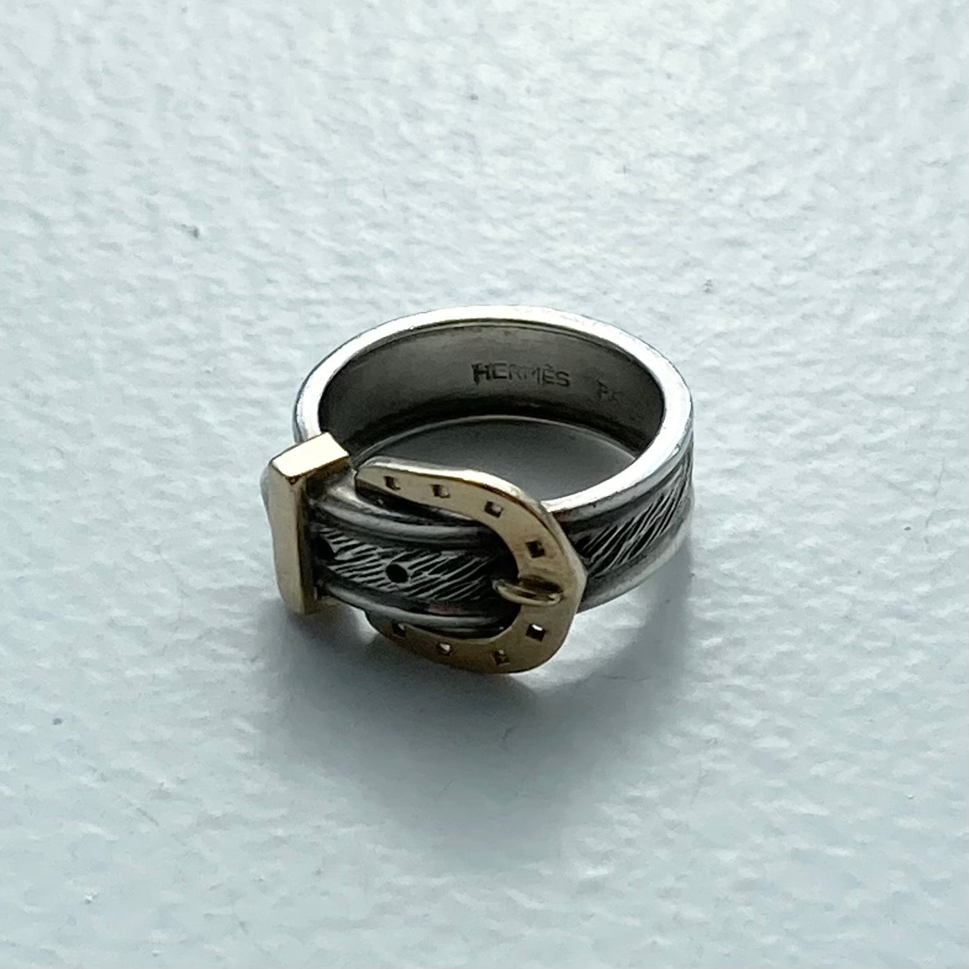 80s Hermès Horseshoe Belt motif Ring vintage SV925 AU750