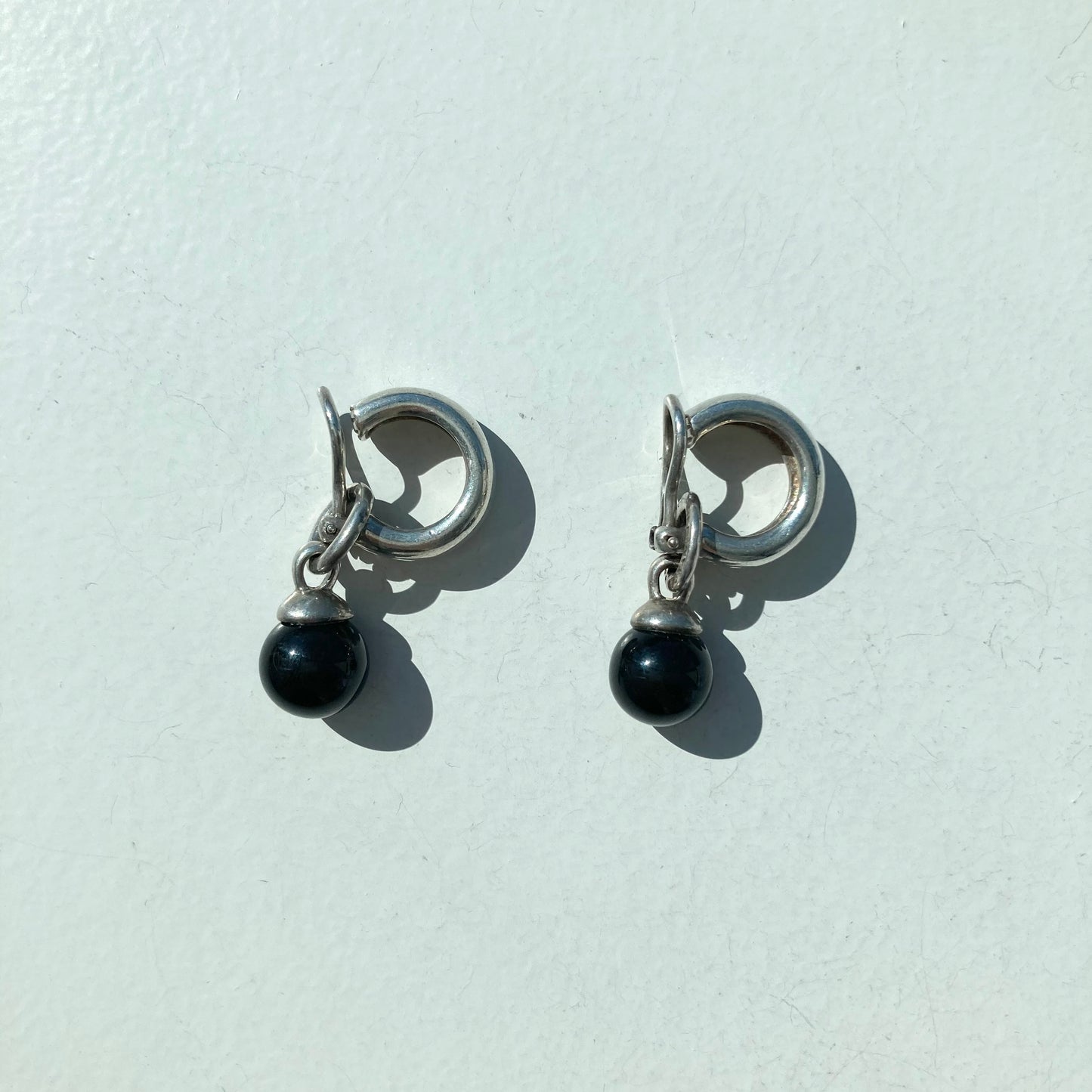 90s TIFFANY&Co. Hoop onyx earring vintage SV925