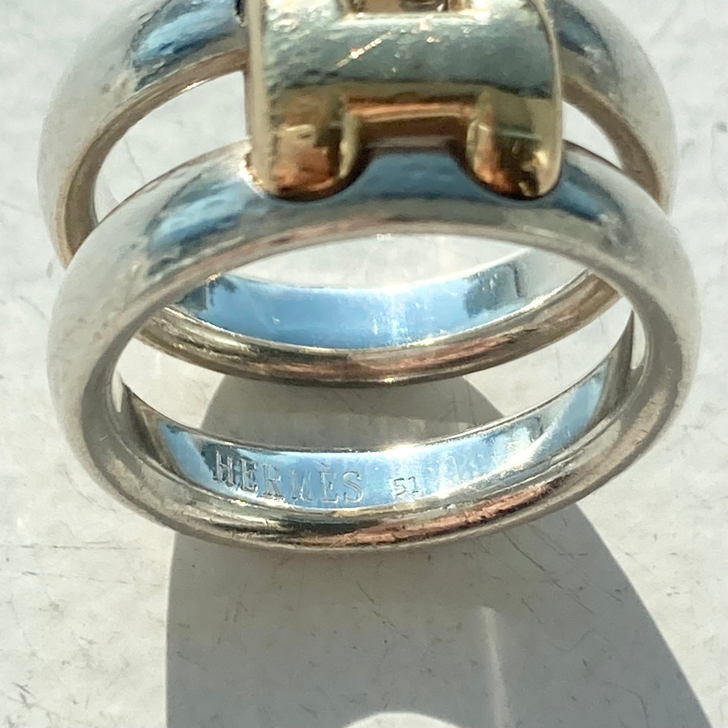 80s Hermès Olympe ring vintage SV800 AU750 #10-11